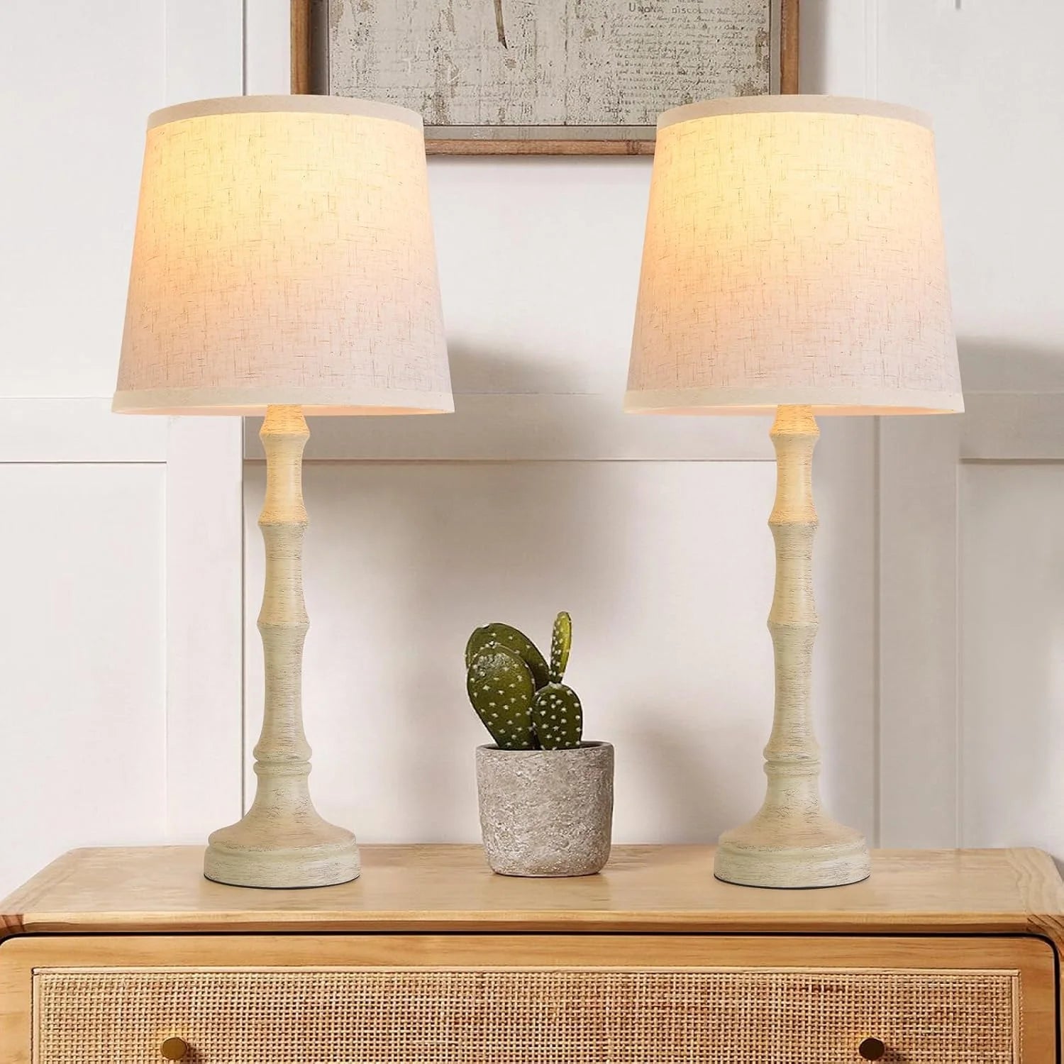 Discount Modern Farmhouse Table Lamp Bedside Reading Lamps Living Room End Tables Set Lamps for Night Stands Bedroom - Image 4
