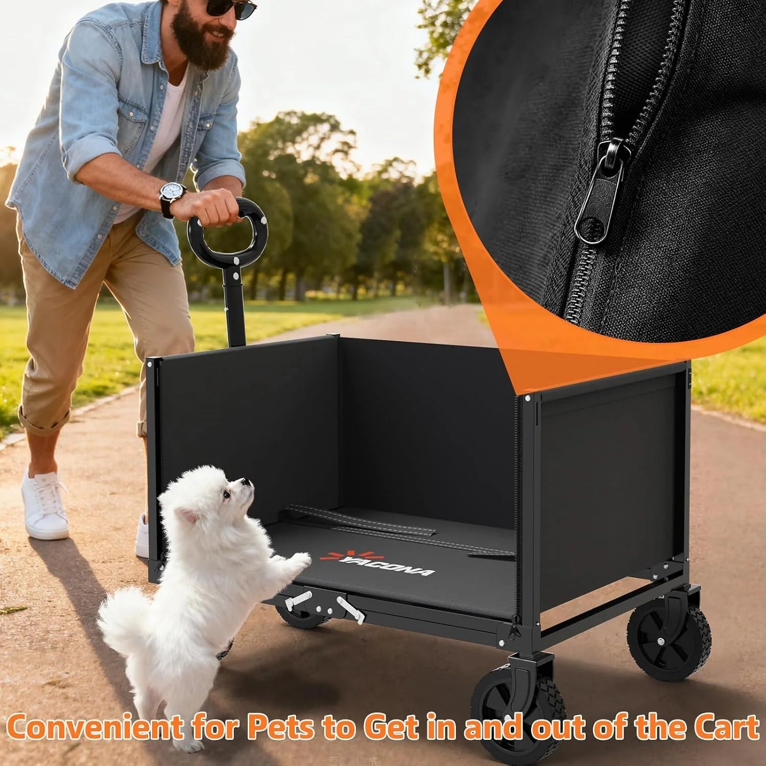 Discount 3 in 1 Wagons Carts Foldable with 360LBS Capacity, 120L Heavy Duty Collapsible Wagon, Utility Wagon Cart with Wheels for Grocery - Image 3