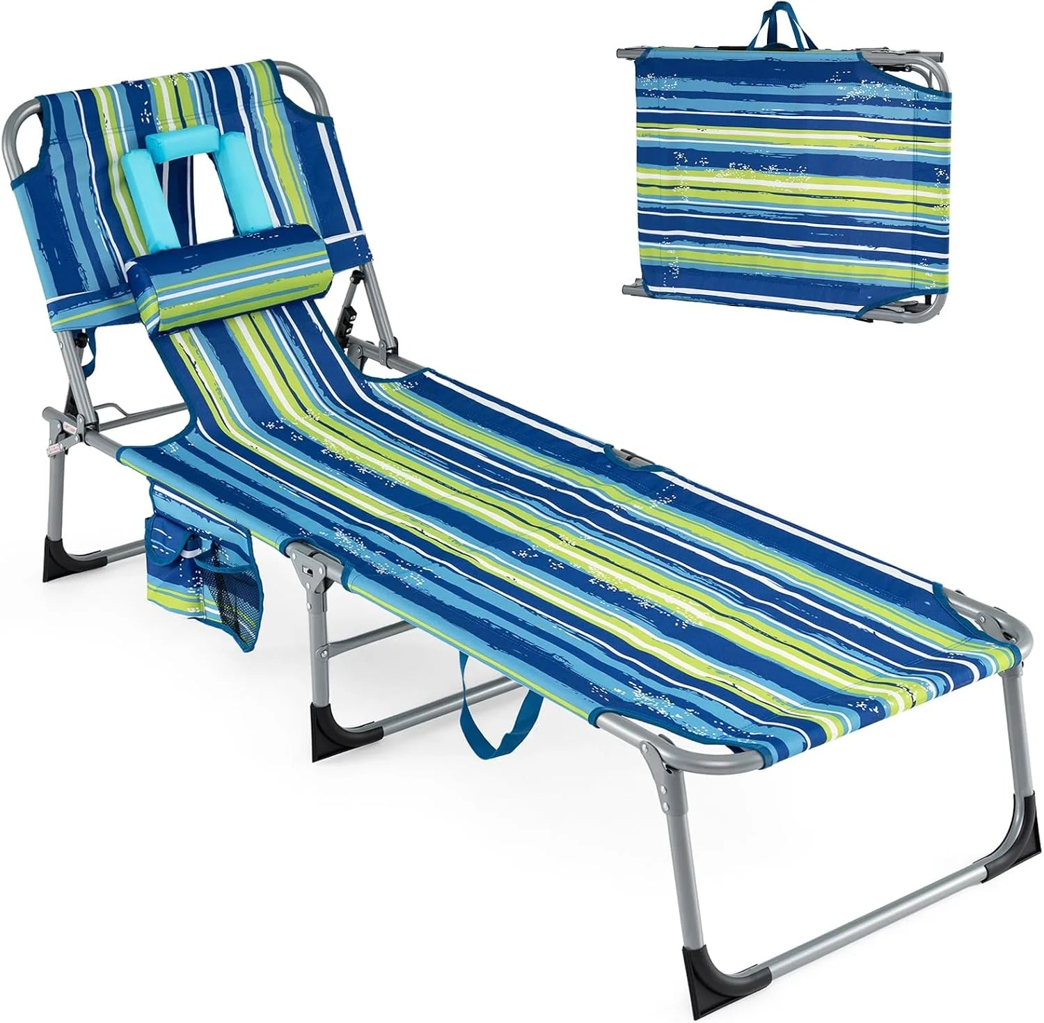 Discount Tanning Chair, Folding Adjustable Patio Lounge Chair with Face Hole, 330LBS, Lightweight Portable Beach Lounge - Image 10