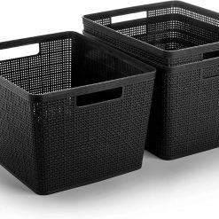 Alternative view of Discount Plastic Basket, Large (Black), 3-Pack, Home Organization
