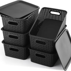 Alternative view of Discount Plastic Storage Baskets 6 Pack Sturdy Storage Organizer Basket Woven Plastic Storage Bins