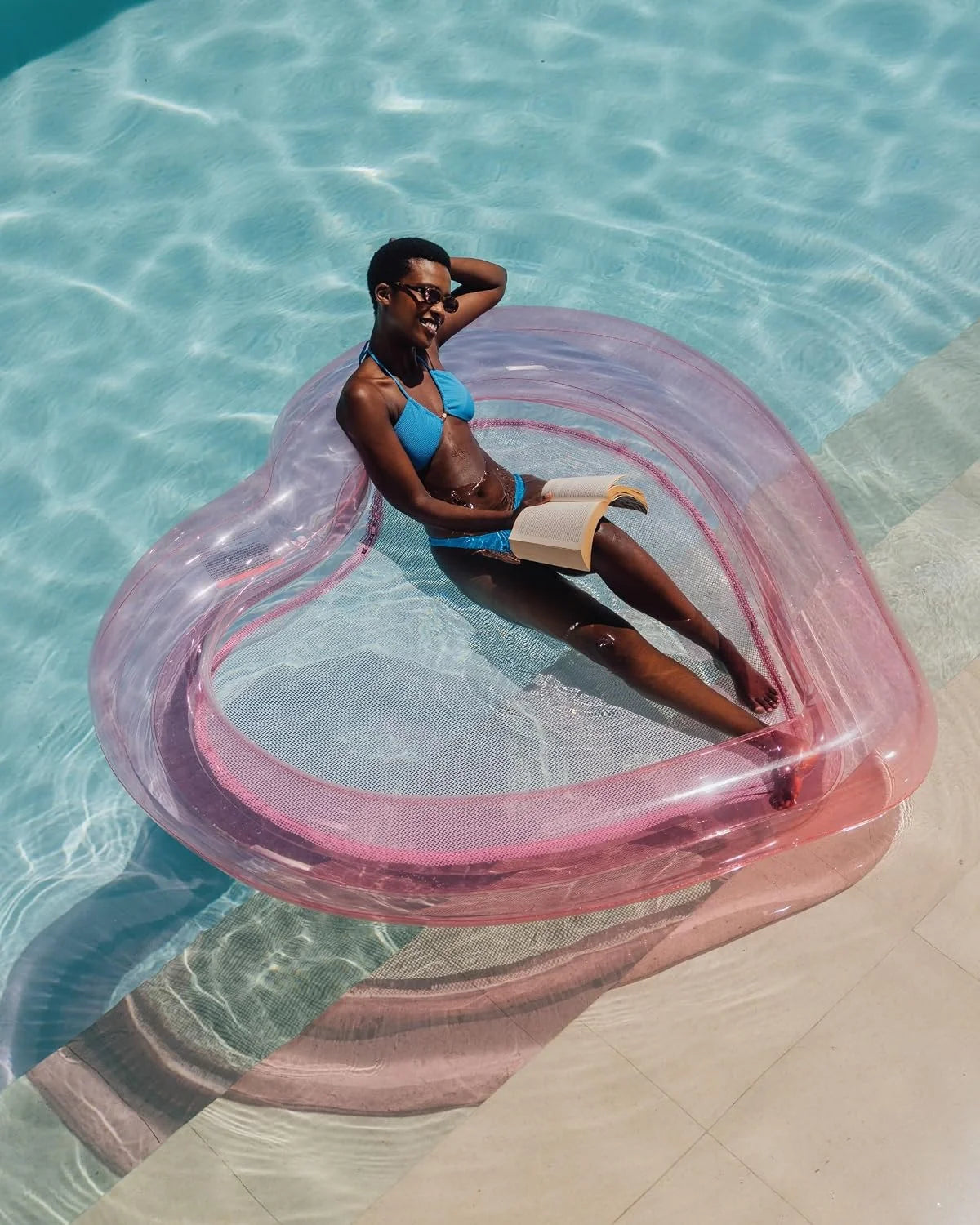 Discount Original Clear Heart Water Hammock with Mesh Pool Float for Summer Pool Parties - Image 4