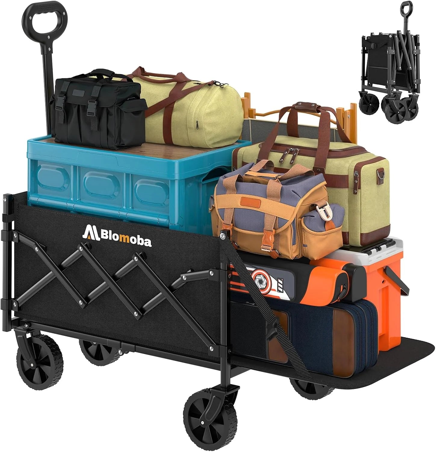 Special Blomoba Folding Wagon Cart with Wheels, 220lbs Utility Wagon Cart, Black - Image 5