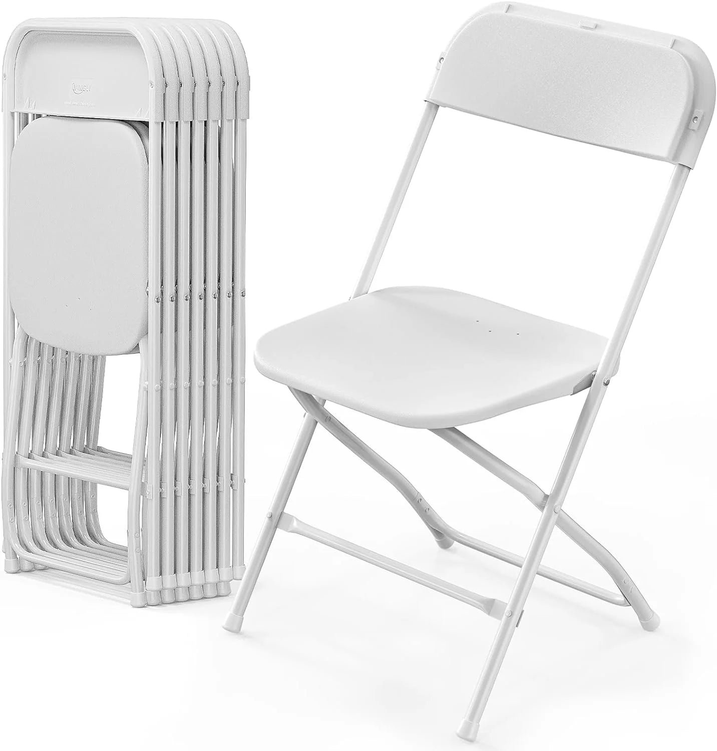 Discount 10 Pack White Plastic Folding Chair, Indoor Outdoor Portable Stackable Commercial Seat with Steel Frame 350lb. - Image 8