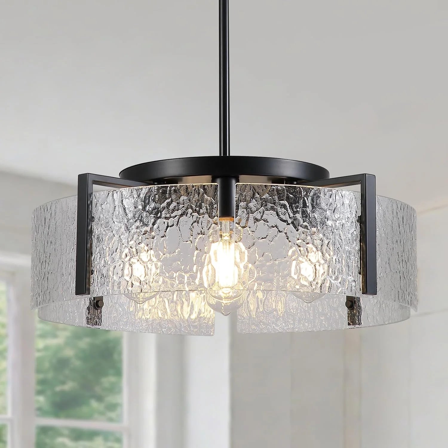 Discount Chandeliers for Dining Room Light Fixture, Adjustable Glass Modern Farmhouse Chandelier for Entryway - Image 5