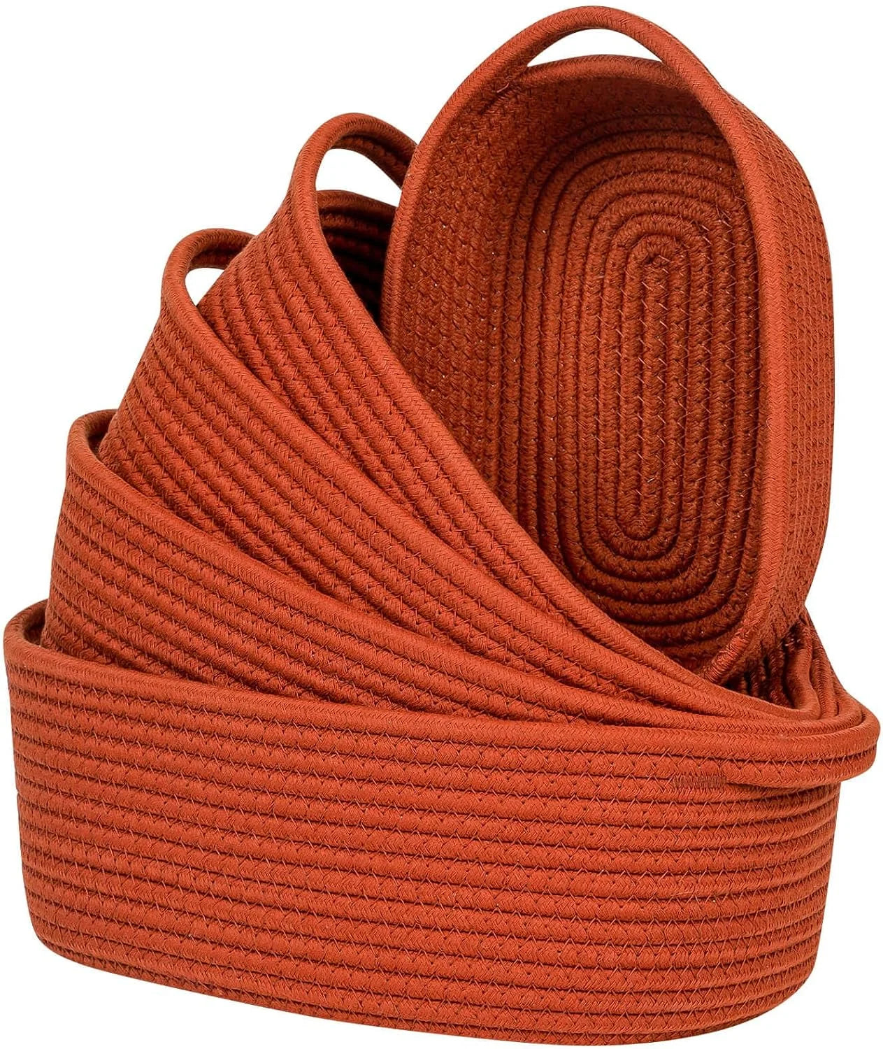 Discount Storage Basket Cotton Rope Organizer Baskets for Shelves, Set of 5 Decorative Closet Storage Bins - Image 2