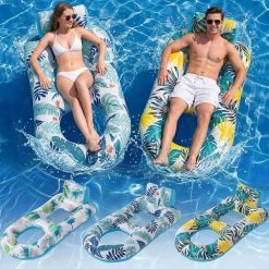 Alternative view of Discount 4 Pack Inflatable Heavy Duty Pool Floats Lounger, Giant Pool Floats Adult Size with Backrest & Footrest