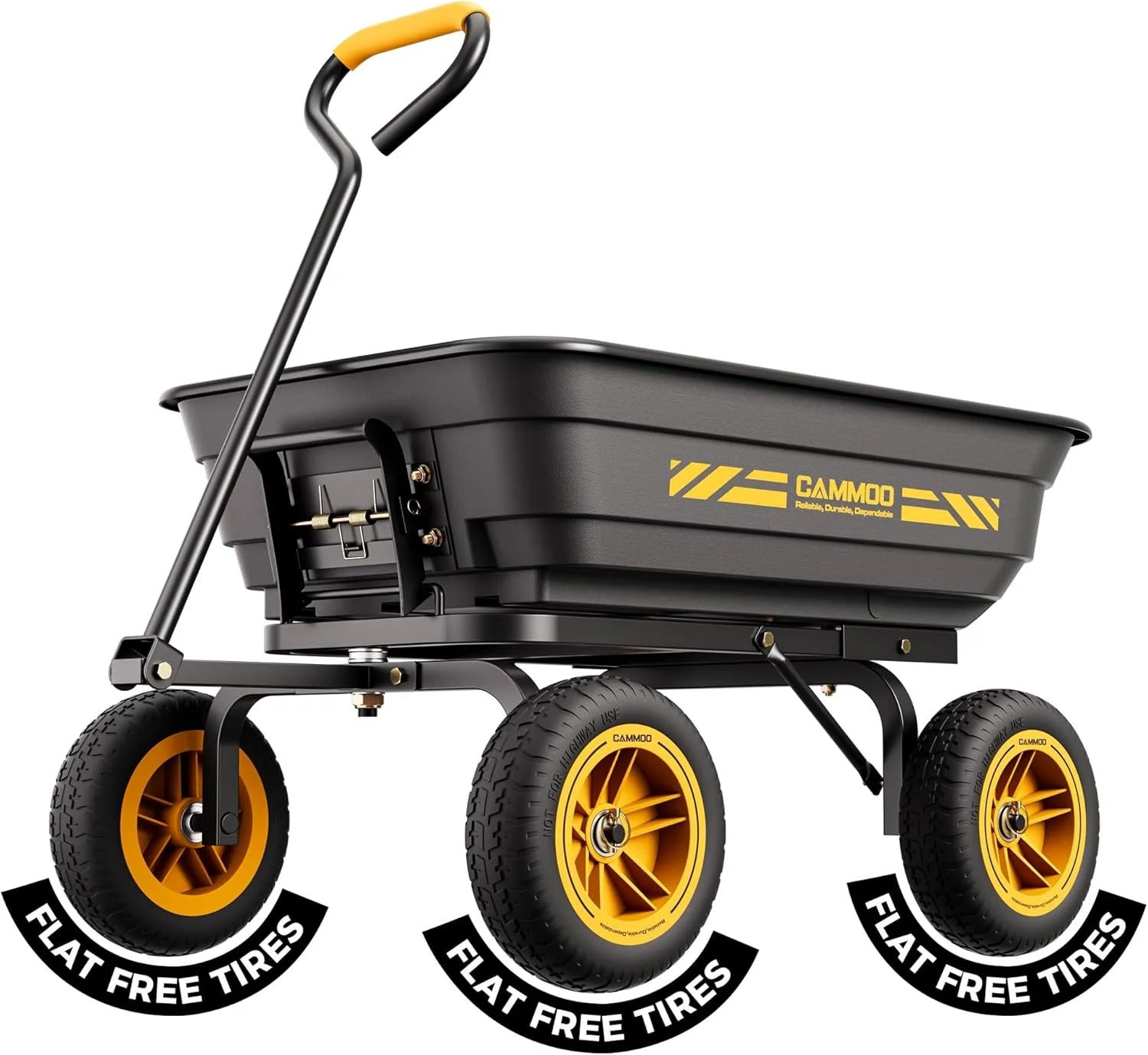 Discount 10-in NO-FLAT TIRES 600lb Heavy-Duty Garden Dump Cart 4 Cu.Ft. Utility Wagon with Quick-Release Dumping & Prime