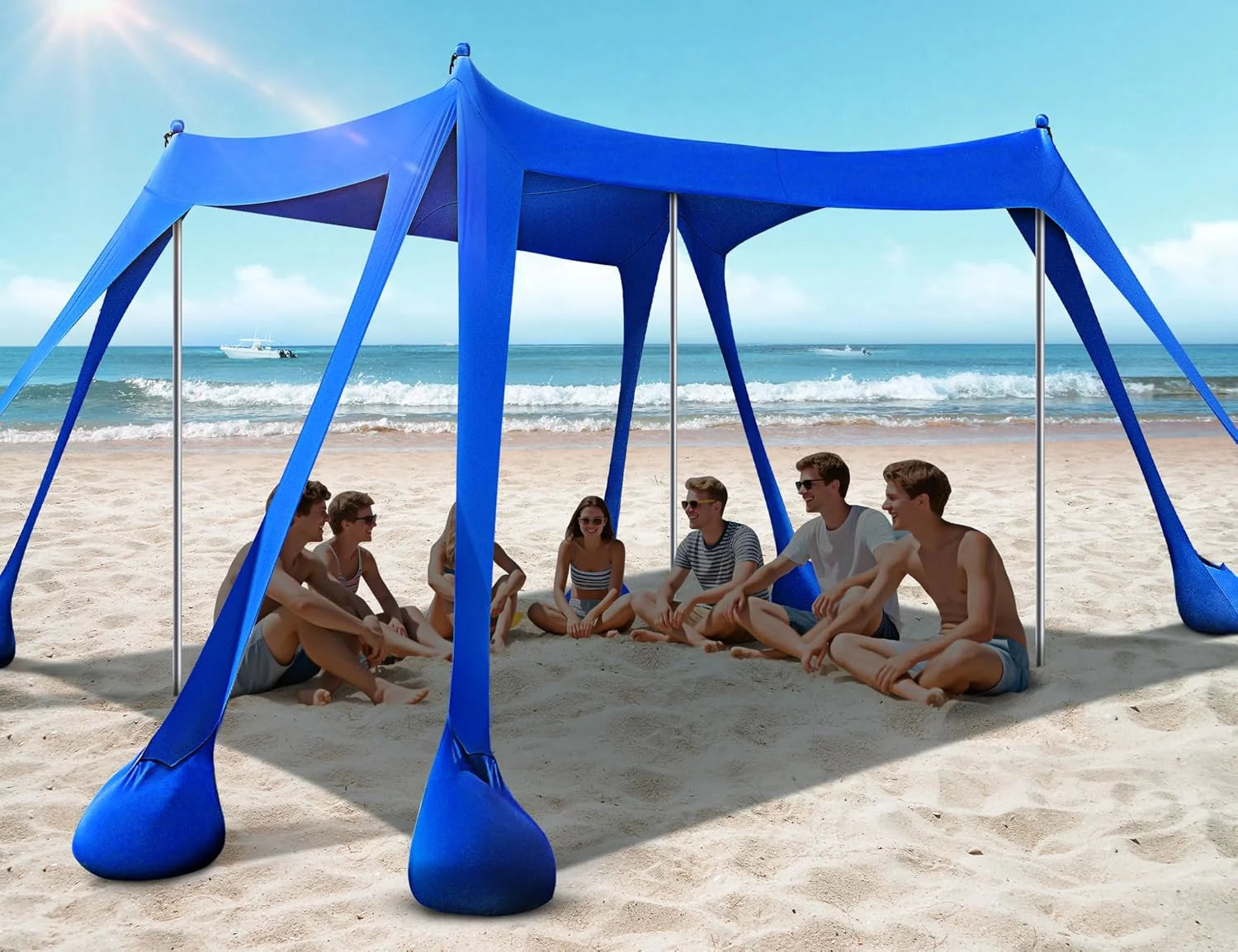 Special Beach Tent, Beach Canopy UPF50+ UV Protection, 10x10ft Beach Shade Sun Shelter with 8 Sandbags - Image 3