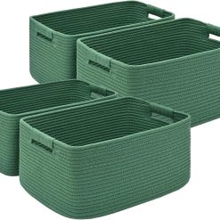 Discount 2 Pack Large Storage Basket for Organizing, 17.5x13x7 Woven Basket for Shelves, Closet Cube Storage Bins