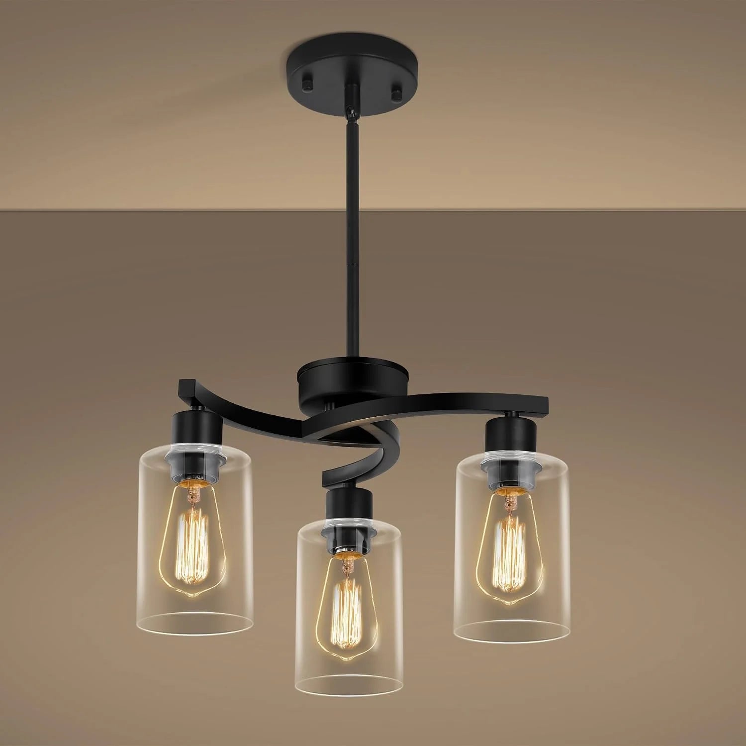 Discount 6-Light Modern Farmhouse Black Chandelier, Adjustable Height Hanging Industrial Pendant Lights Kitchen Island - Image 7
