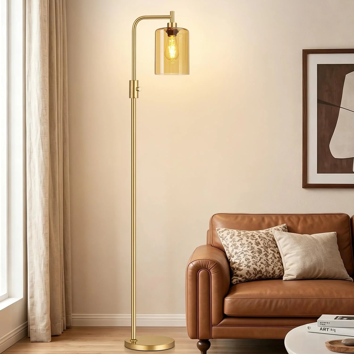 Discount Dimmable Floor Lamp for Living Room with Clear Glass Lampshade, Bulb Included, 900LM, Arc Standing Tall Lamp for Bedroom - Image 16