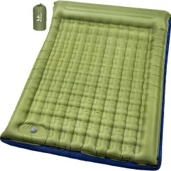 Discount Pretyw Double Sleeping Pad for Camping, 5.5 Ultra-Thick Camping Mattress with Pillow, Built-in Foot Pump