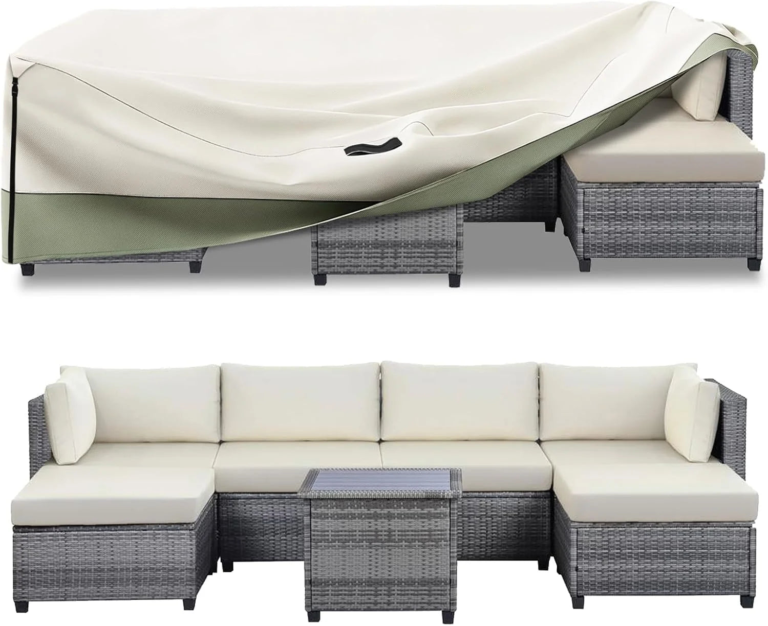 Discount Bitubi Outdoor Waterproof Patio Furniture Covers 4-Piece Set for Swivel Rocker Chairs, Patio 3-Seater Sofa 76in - Image 4