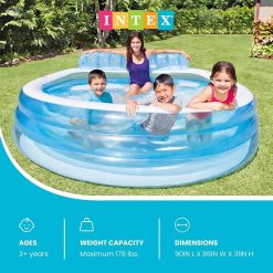 Alternative view of Discount INTEX Swim Center Inflatable Family Lounge Pool: Built-In Bench " Cup Holder " 156 Gallon Capacity " 90 x 86 x 31 " Blue