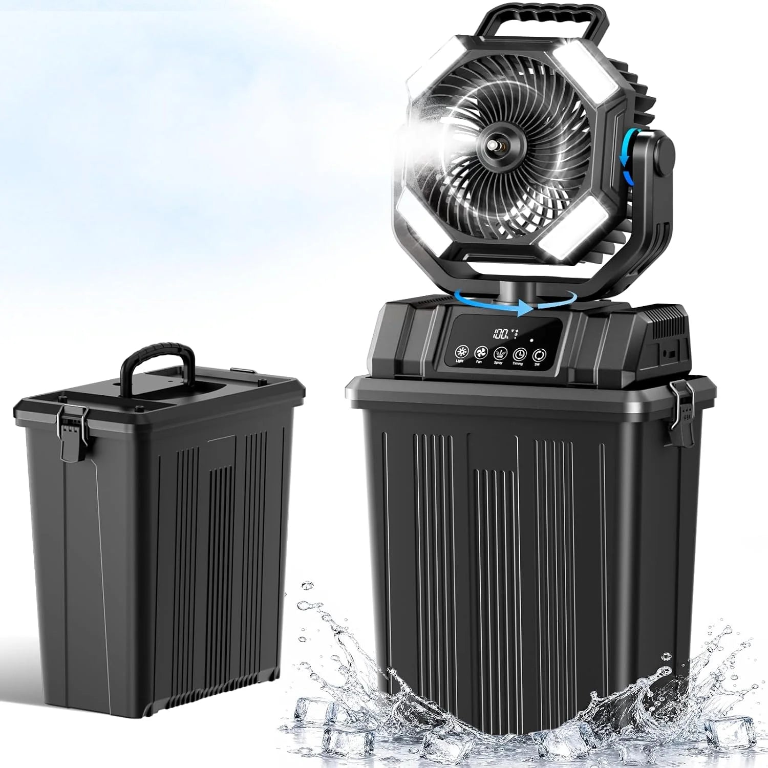 Discount 40000mAh Misting Fans for Outside, 15L Portable Outdoor Cooling Fan with Auto Oscillation, LED Light