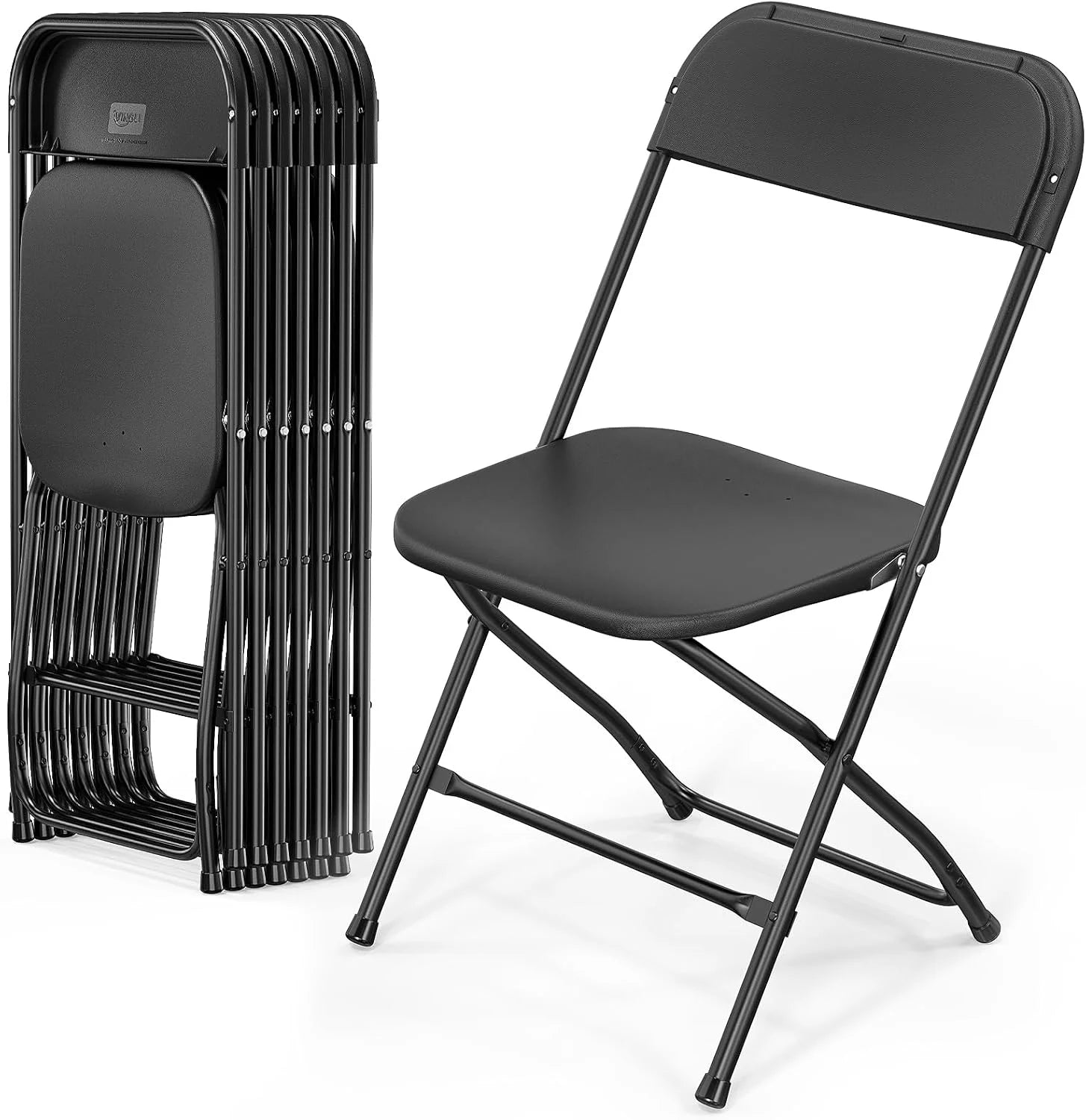 Discount 10 Pack White Plastic Folding Chair, Indoor Outdoor Portable Stackable Commercial Seat with Steel Frame 350lb. - Image 6