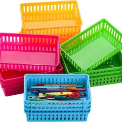 Discount Classroom Storage Baskets Bins, Small Plastic Organizer Basket, Colorful Storage Trays, Crayon Pencil