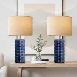 Discount 23 Modern Ceramic Table Lamps Set of 2, Farmhouse Bedside Night Stands Lamp for Bedroom