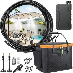 Discount Portable Misting System for Outside Patio, Outdoor Water Cooling Mister with Battery Powered Pump (Max 8Hrs)