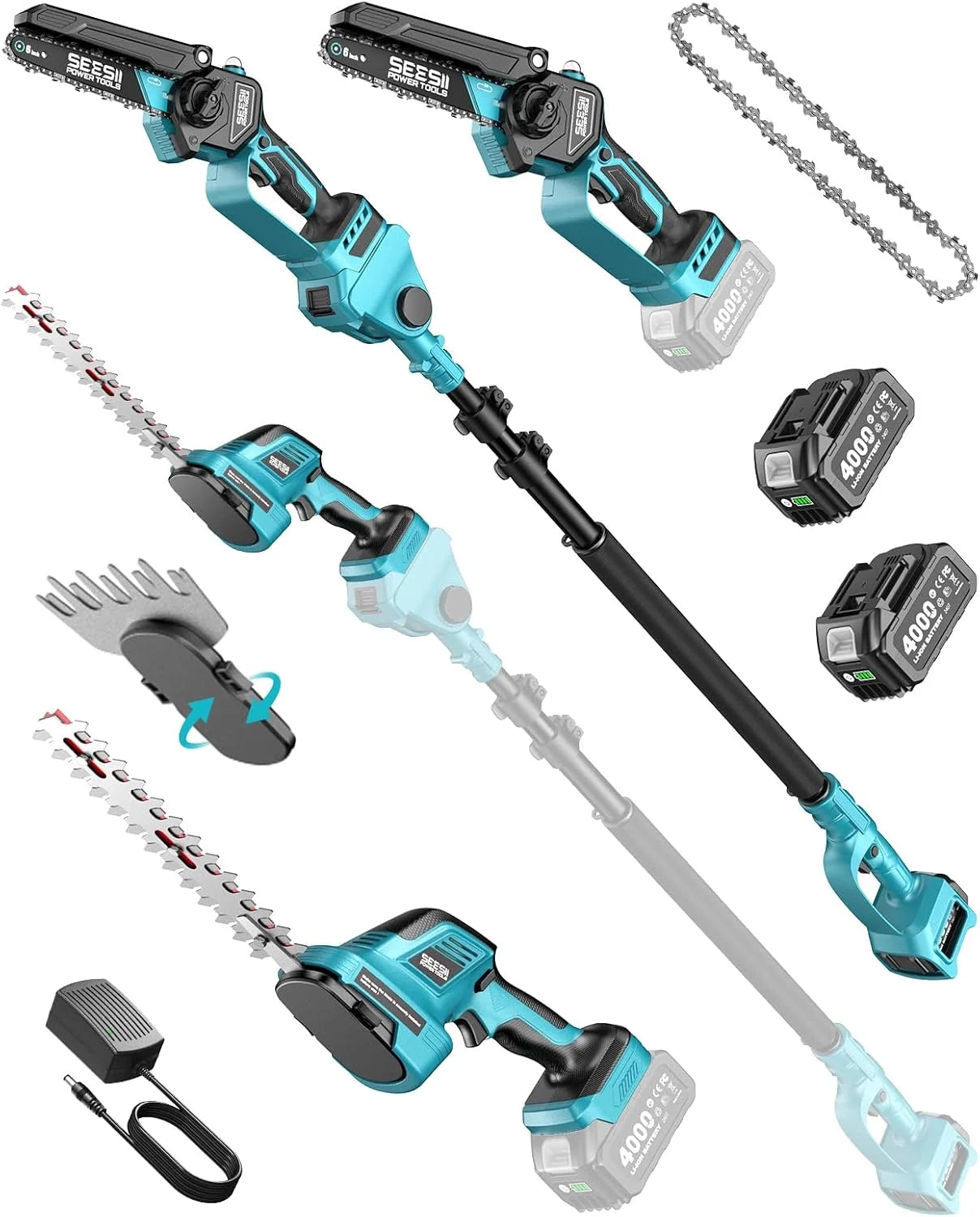 Discount SEESII 4-in-1 Pole Saw & Pruning Shears Combo Kit with Brushless Motor - Image 2