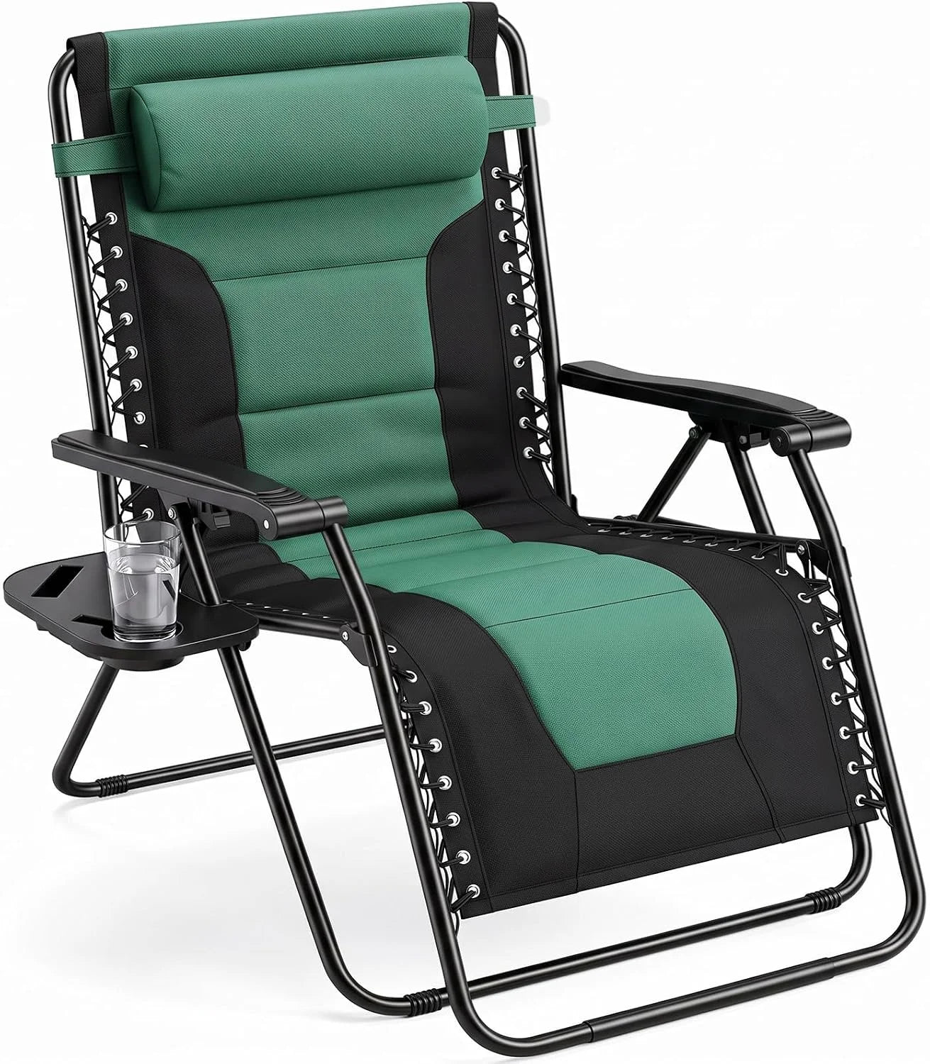 Discount Sweetcrispy Zero Gravity Chairs Set of 2, Outdoor Folding Reclining Lounge Chair with Cup Holder Tray & Adjustable Pillow - Image 16