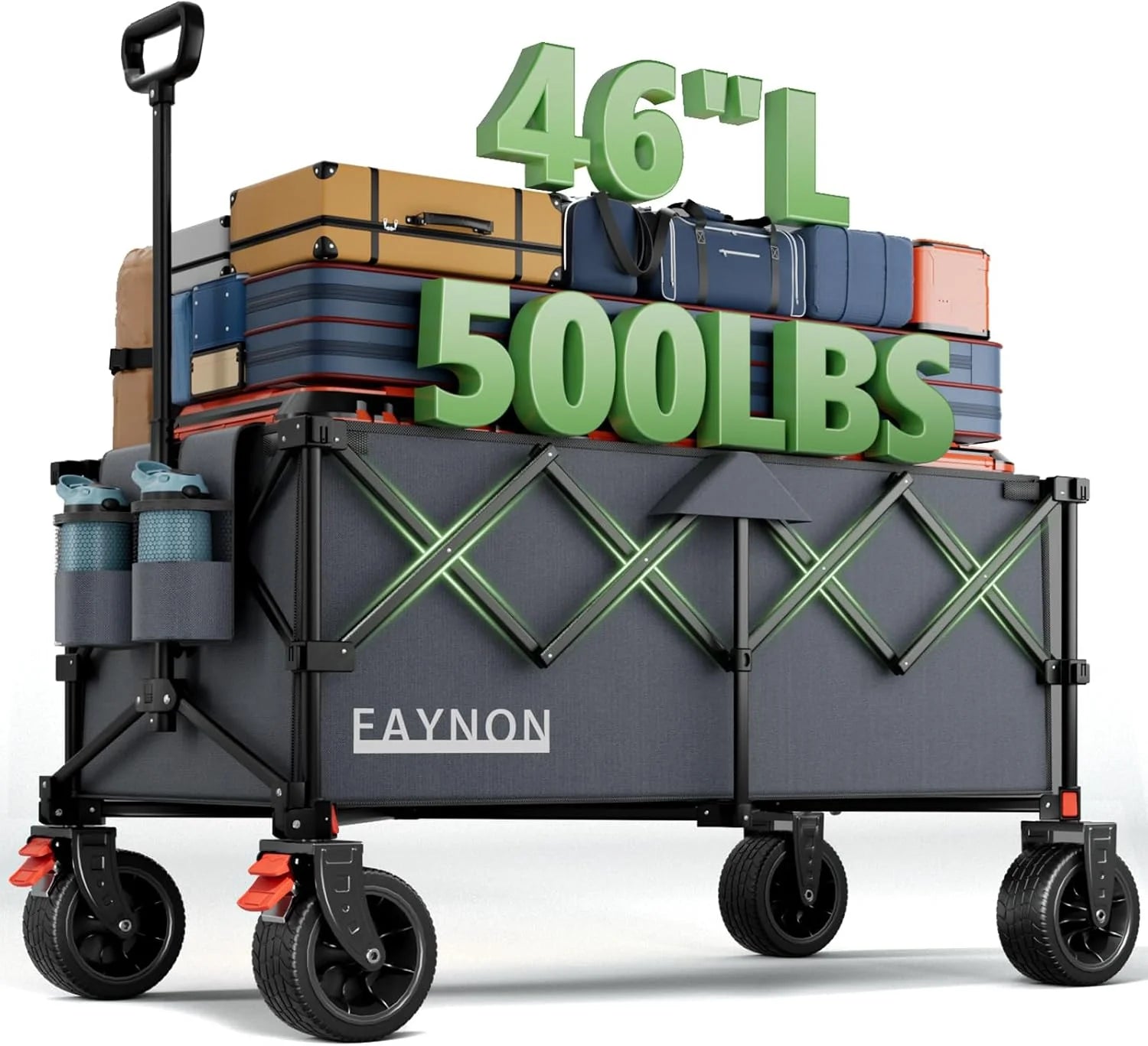 Discount L Collapsible Foldable Extended Wagon, 500LB Weight Capacity with 280L Heavy Duty Folding Cart - Image 4