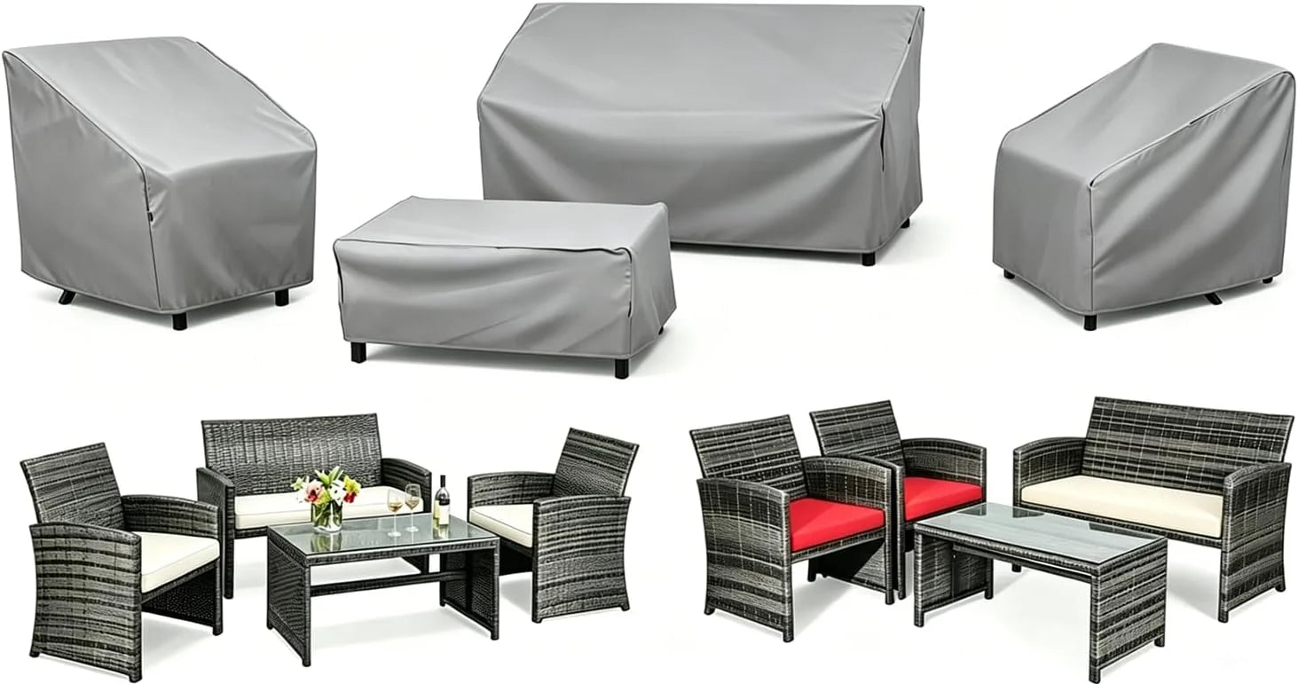 Discount STARTWO Patio Furniture Cover 4 Piece Set, Black, Regular