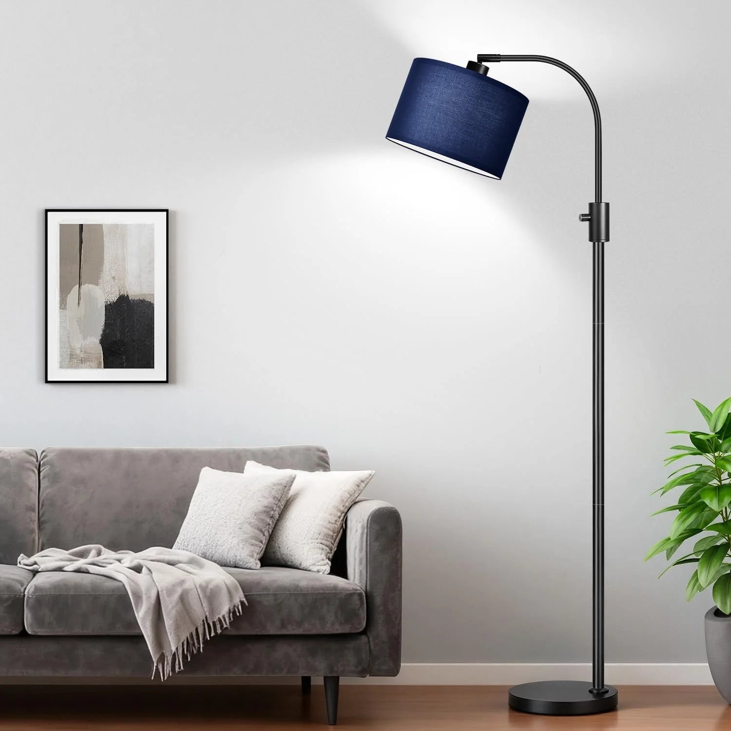 Discount Nintiue Upgraded Modern Arc Dimmable Tall Standing Floor Lamp with Linen Shade, Bulb Included - Image 8