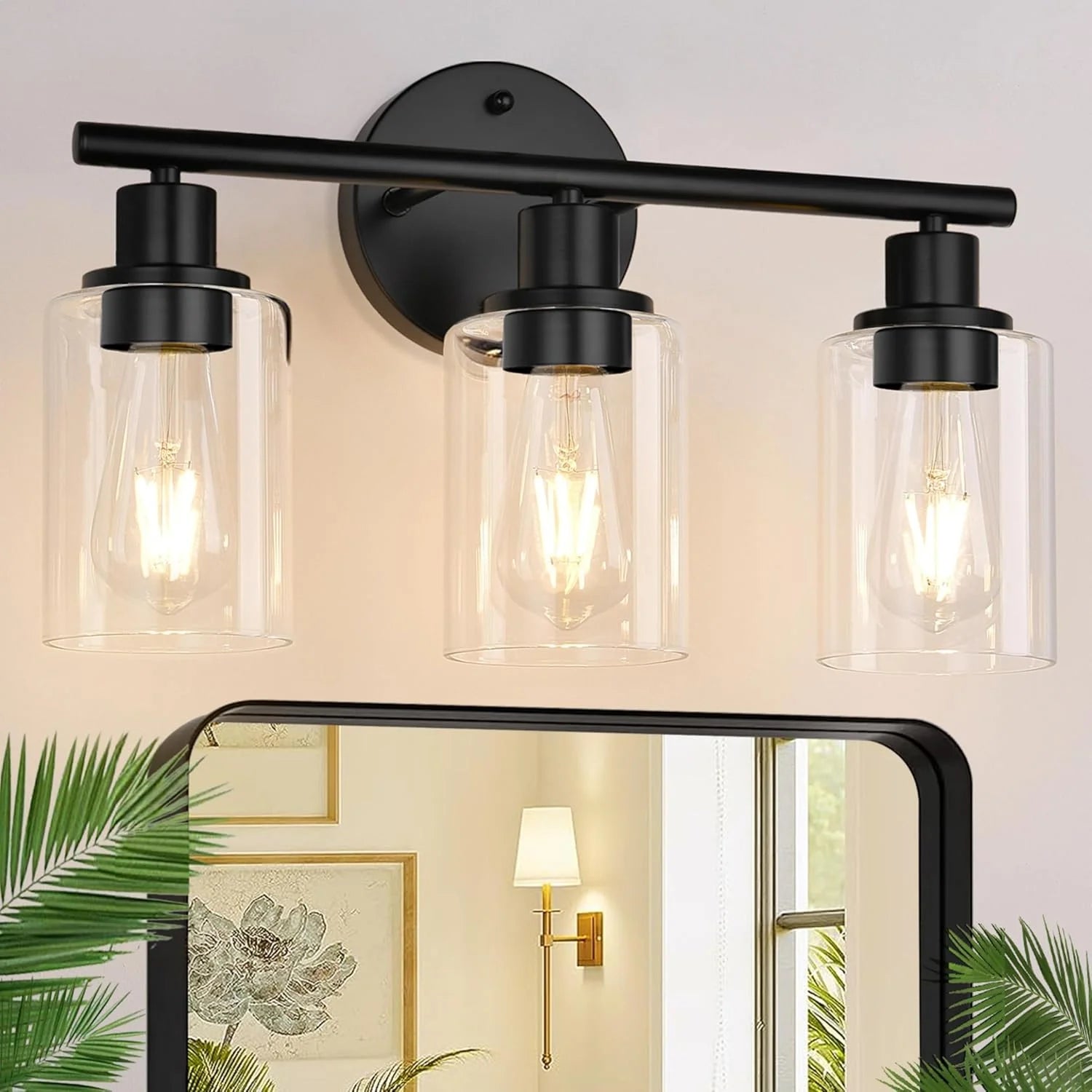 Discount Zarbitta 3-Light Bathroom Light Fixtures, 17.23 Black Modern Vanity Lights with Clear Glass Shade - Image 29