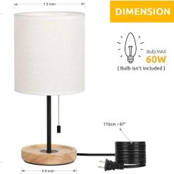 Alternative view of Discount Bedside Table Lamp, Modern Nightstand Lamp with Linen Fabric Shade Wooden Desk Lamps for Bedrooms