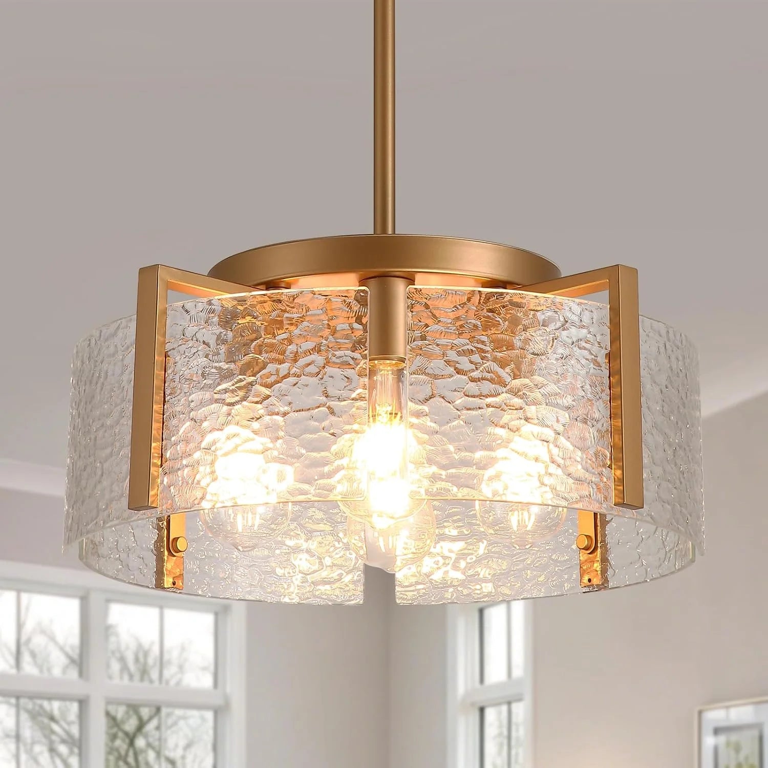 Discount Chandeliers for Dining Room Light Fixture, Adjustable Glass Modern Farmhouse Chandelier for Entryway - Image 12