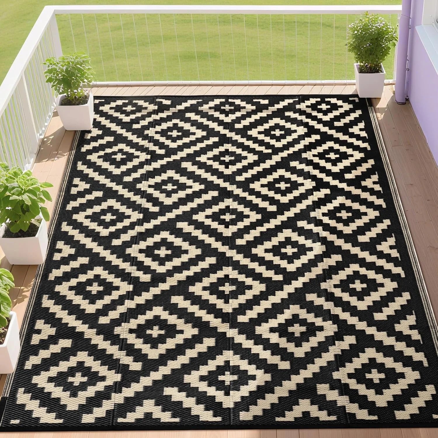 Discount RURALITY Outdoor Rugs 8"x10" Waterproof for Patios Clearance, Plastic Straw Mats for RV - Image 6