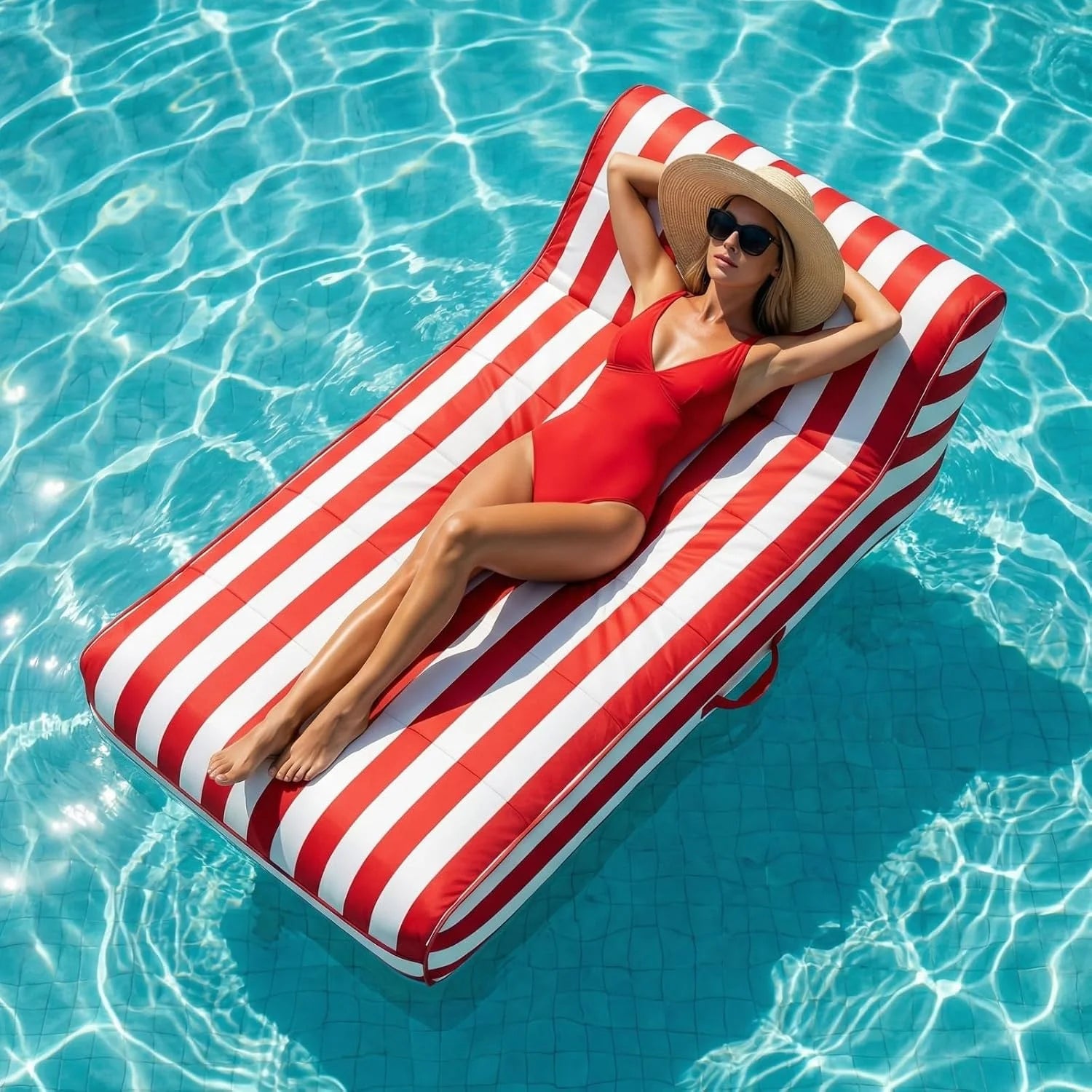Discount Stylish Pool Float Lounger Recliner, Large Floating Chair & Backrest, Heavy Duty Lake - Image 4
