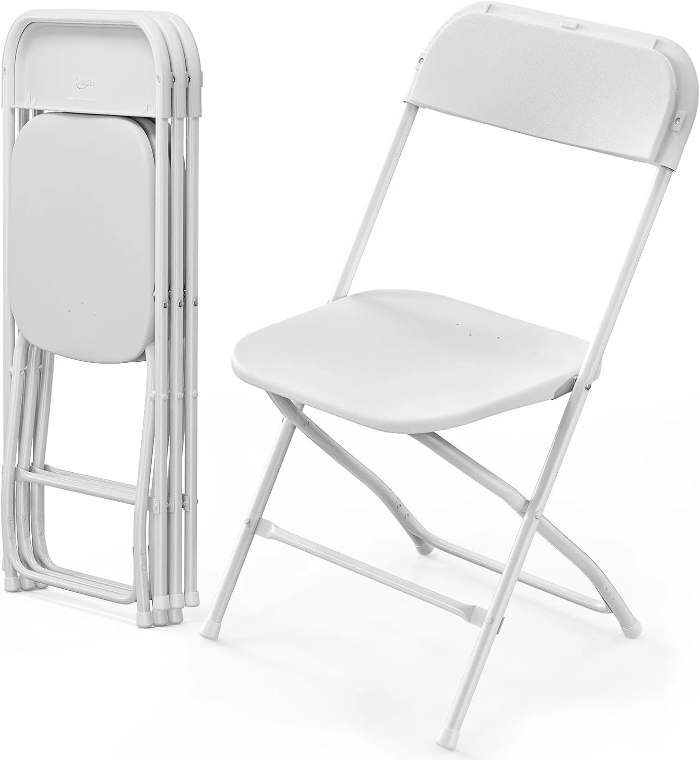 Discount 10 Pack White Plastic Folding Chair, Indoor Outdoor Portable Stackable Commercial Seat with Steel Frame 350lb. - Image 11