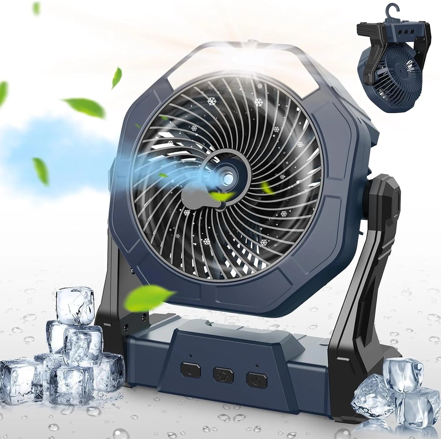 Special Ausic Portable Misting Fan, Outdoor Rechargeable Fan, LED Light, Hook, 35H - Image 3