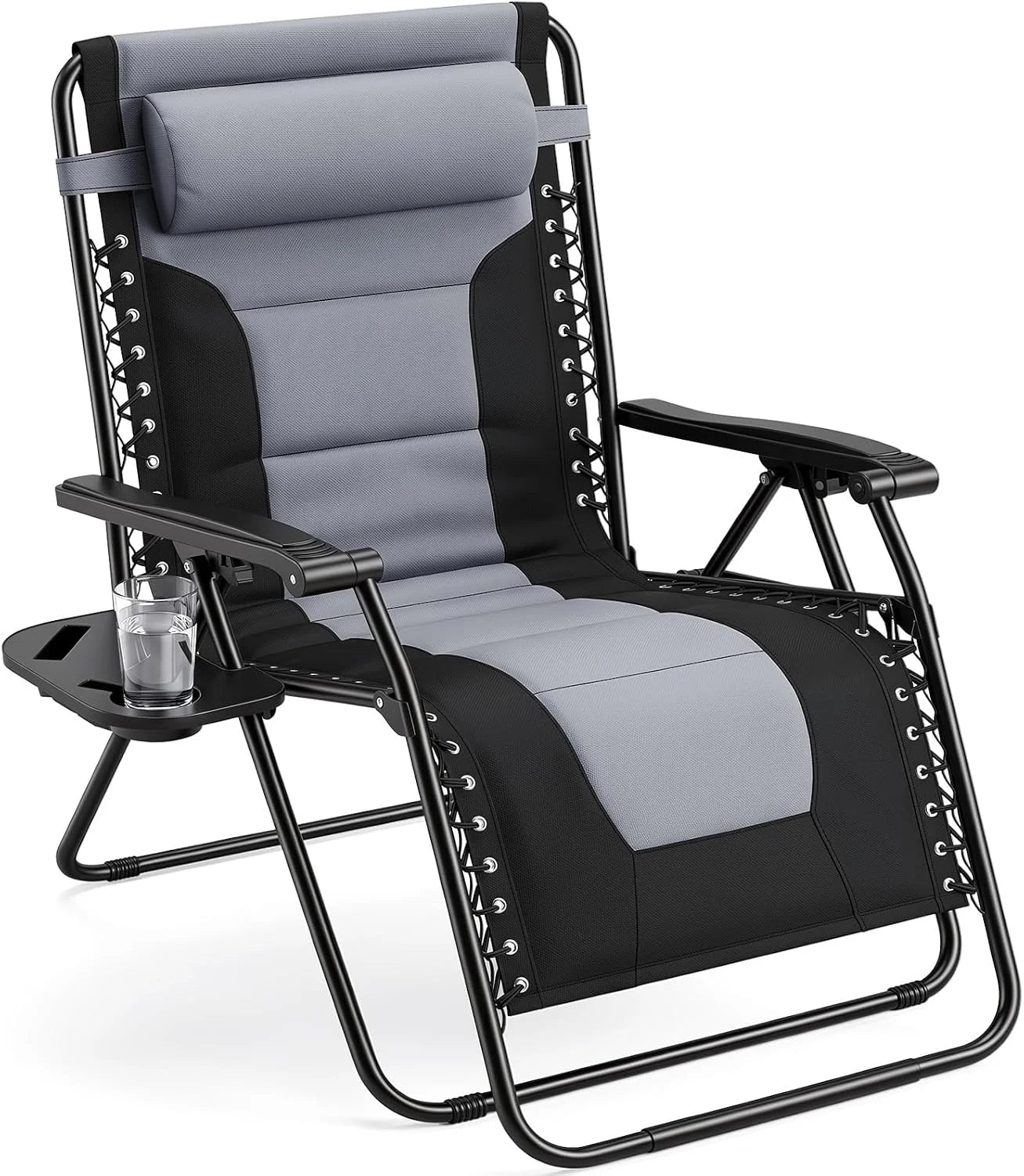 Discount Sweetcrispy Zero Gravity Chairs Set of 2, Outdoor Folding Reclining Lounge Chair with Cup Holder Tray & Adjustable Pillow - Image 13