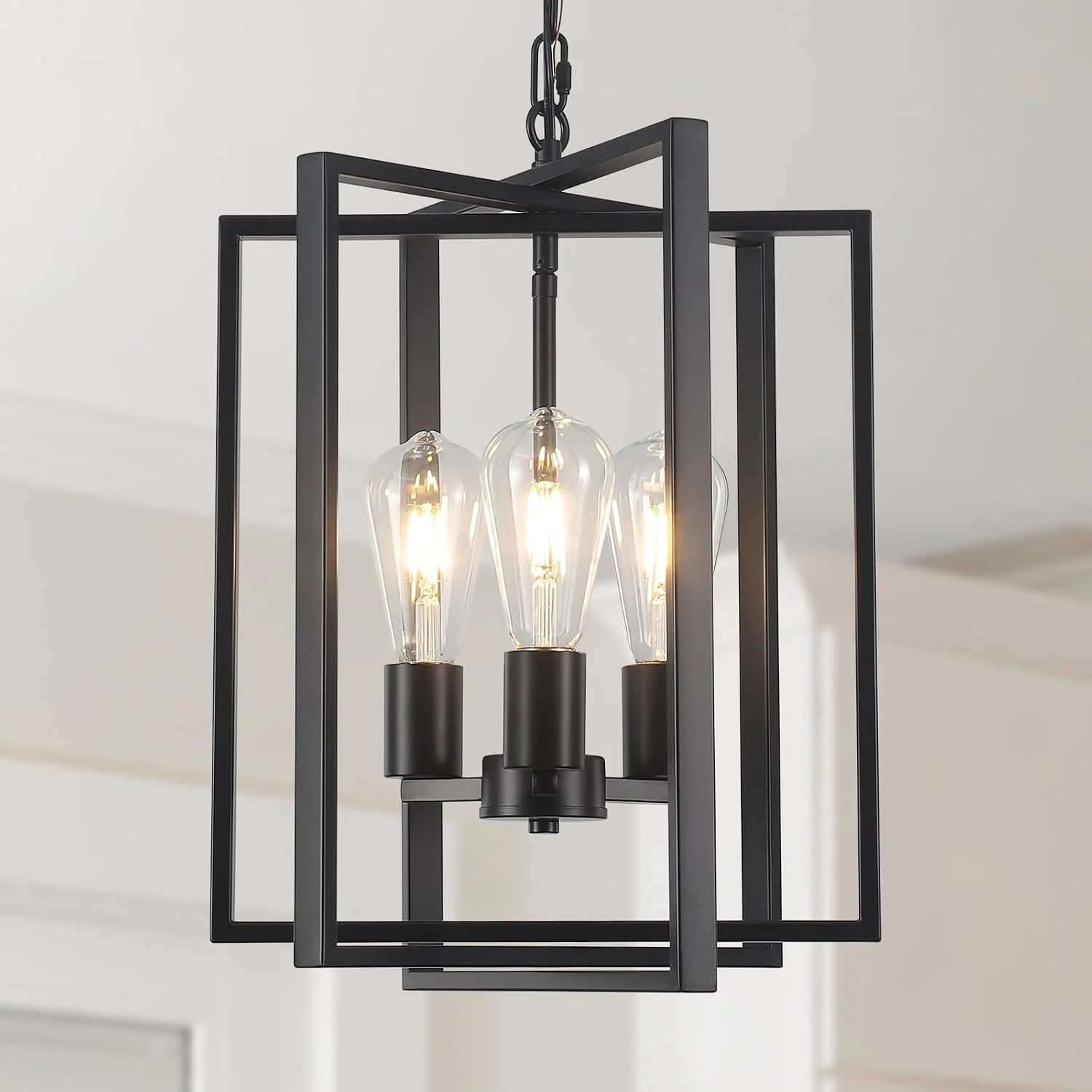 Discount Black Farmhouse Modern Chandelier Light Fixture for Dining Room, 3 Light - Image 5