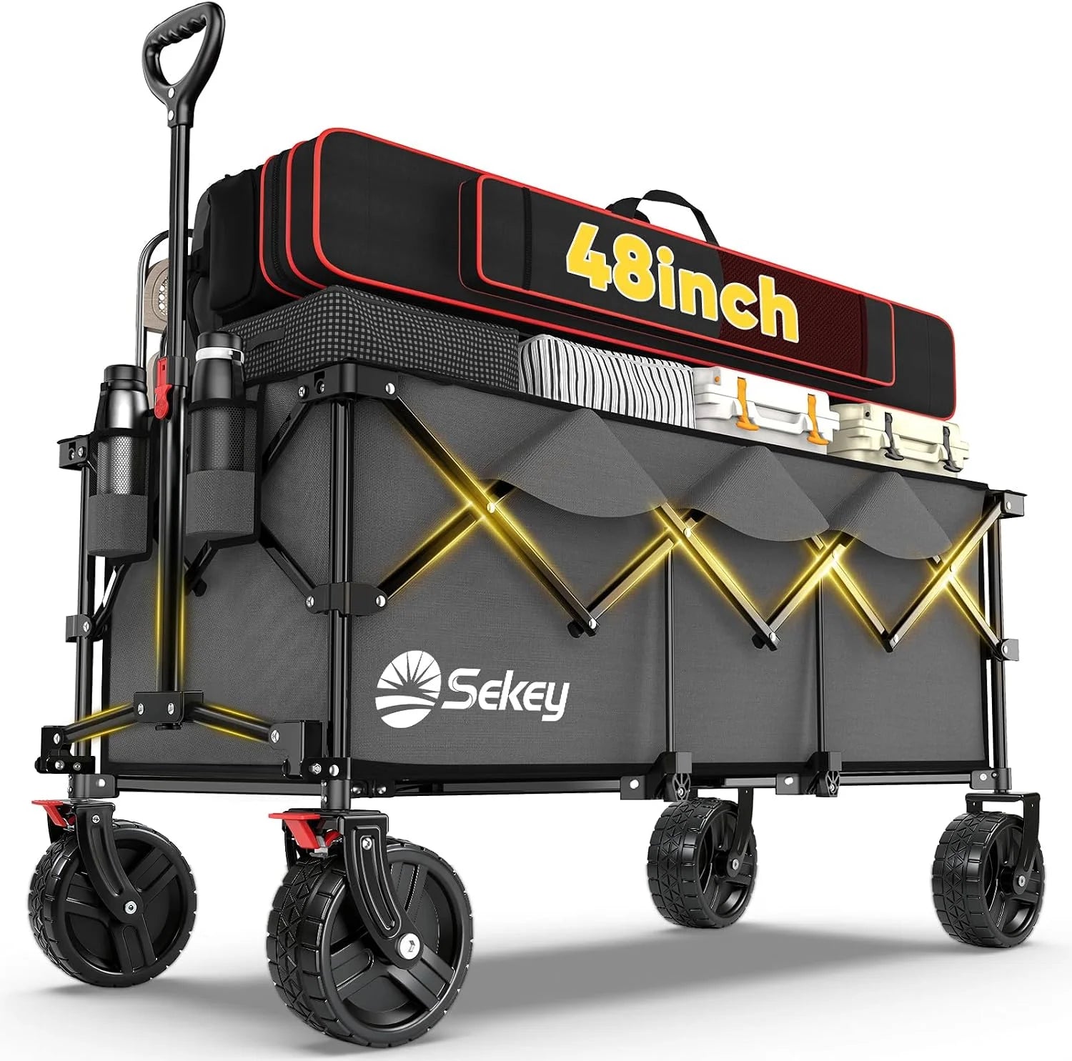 Discount Sekey 48鈥滾 Collapsible Foldable Extended Wagon with 660lbs Weight Capacity