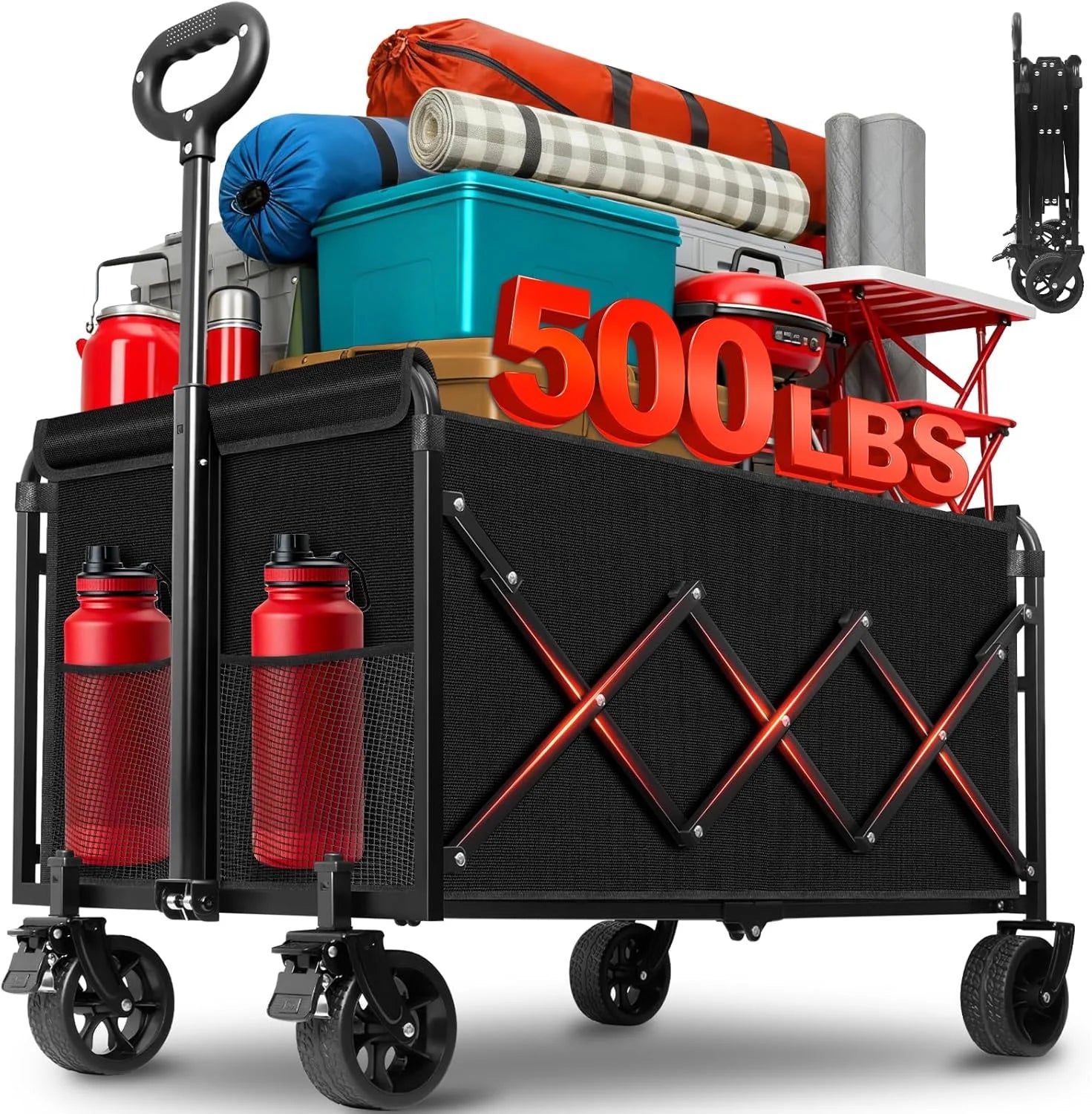 Discount Collapsible Wagons Carts Foldable, 500LBS Heavy Duty Wagon Cart Foldable - Image 2