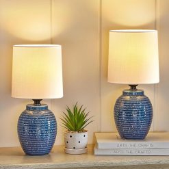 Discount EJIAXIN Table Lamps Set of 2-13.5 Small Boho Lamp, Farmhouse Rustic Ceramic Table Lamp for Bedroom