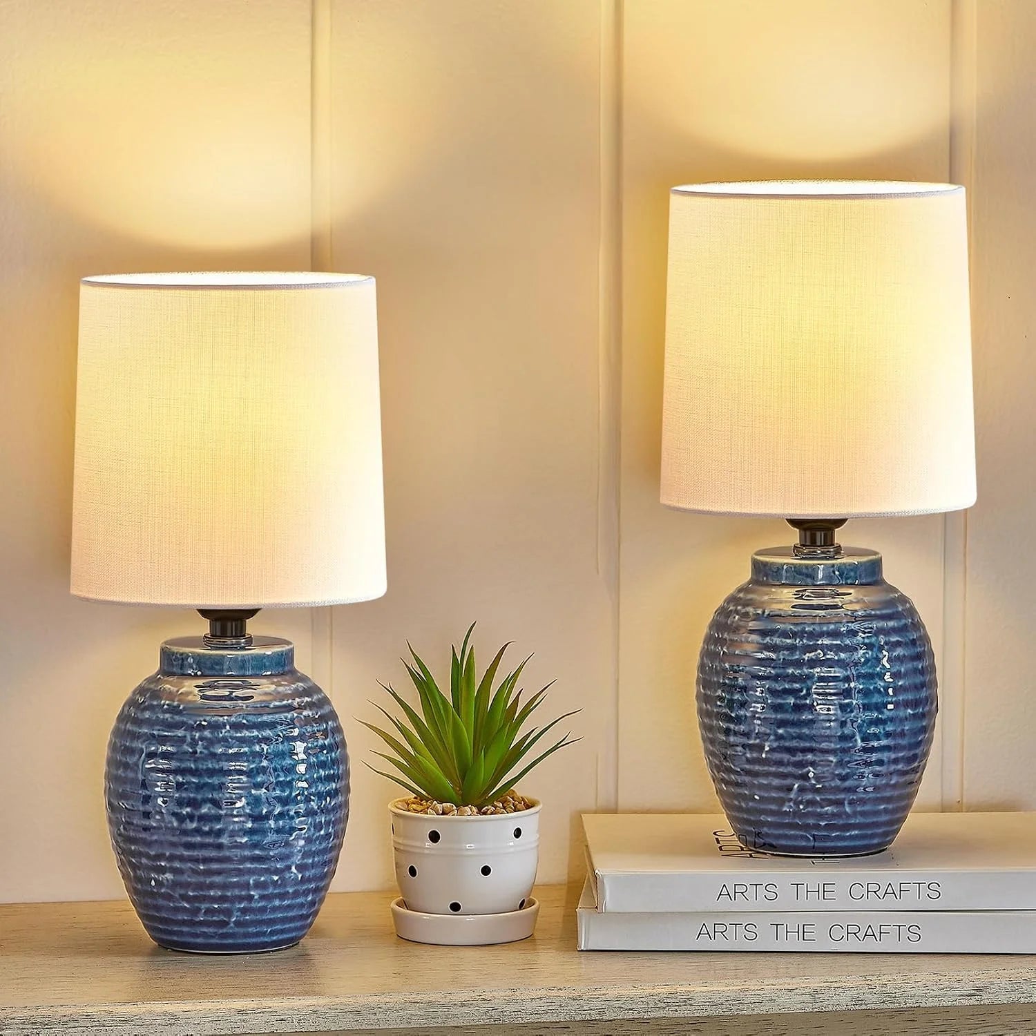 Discount EJIAXIN Table Lamps Set of 2-13.5 Small Boho Lamp, Farmhouse Rustic Ceramic Table Lamp for Bedroom