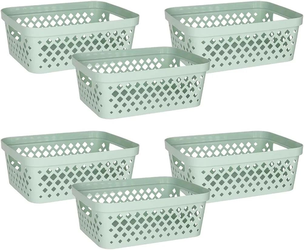 Discount Plastic Baskets for Organizing, Set of 6, Pantry Storage for Under Counter, Linen Closet, and Bathroom, Nesting - Image 3