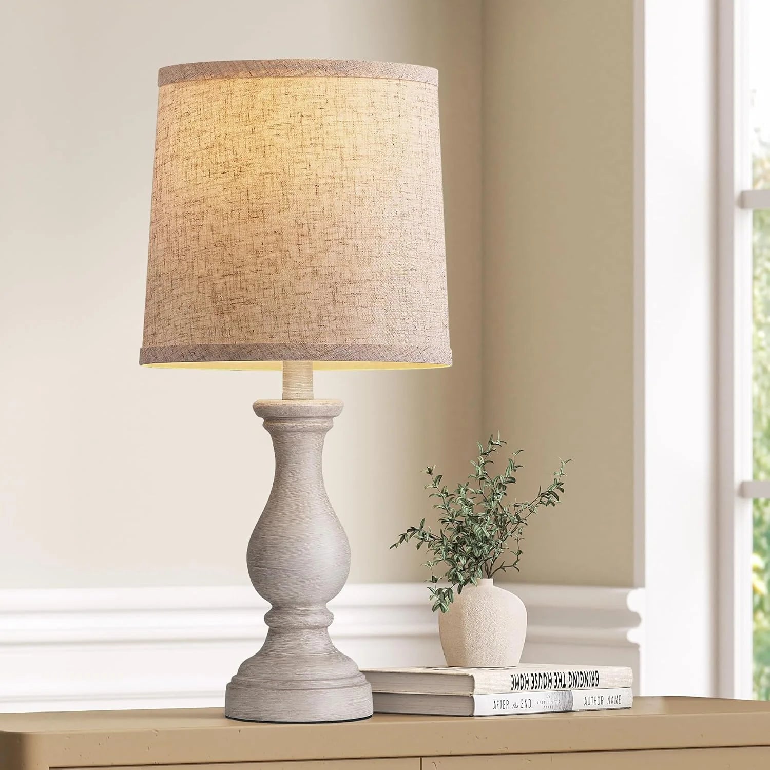 Discount Farmhouse Table Lamps Set of 2, Rustic Lamp for Bedroom Living Room - Image 4