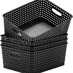 Alternative view of Discount Plastic Storage Baskets for Organizing,11X8.5X4.7,Pack of 4 (Grey)