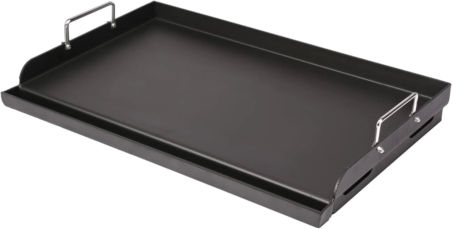 Discount 25 x 16 Pre-Seasoned Nonstick Cast Iron Griddle for Gas & Charcoal Grills, Universal Flat Top with Grease Groove - Image 5