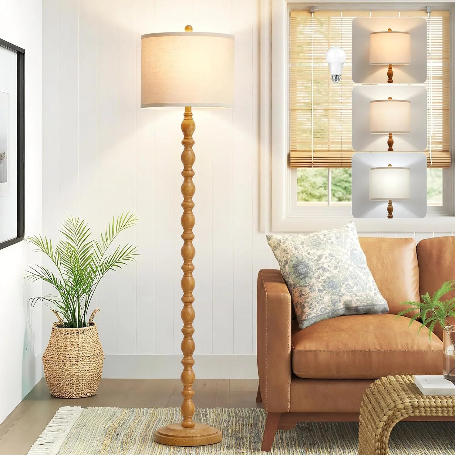 Discount 62 Floor Lamp, Rotary Switch, Rustic Resin Tall Lamps for Living Room
