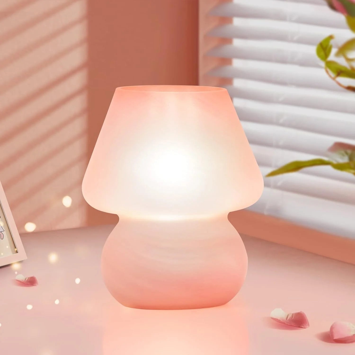 Discount ONEWISH Mushroom Lamp Small Vintage Table Lamp for Bedroom Nightstand, Dimmable - Image 3