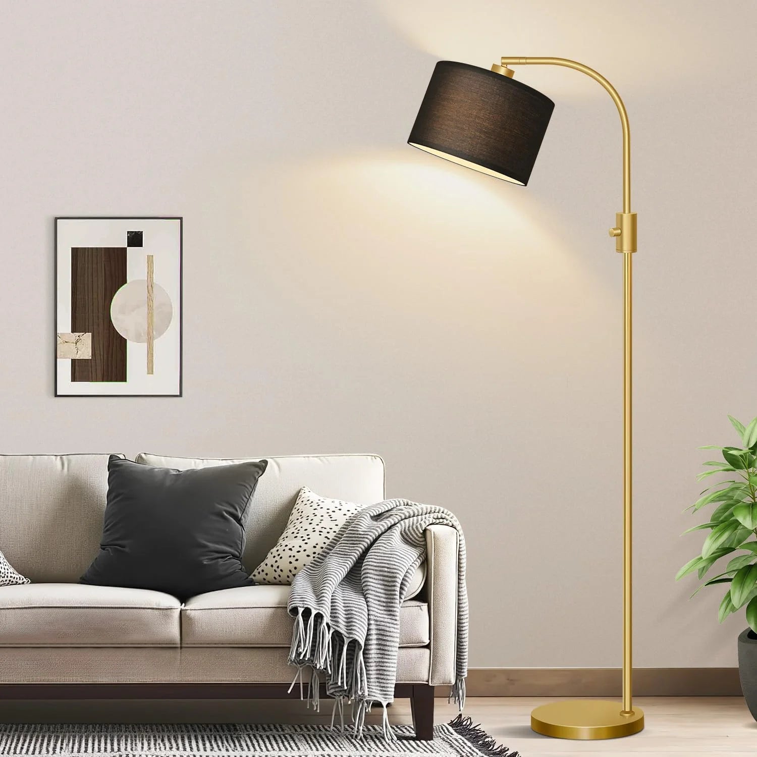 Discount Nintiue Upgraded Modern Arc Dimmable Tall Standing Floor Lamp with Linen Shade, Bulb Included - Image 6