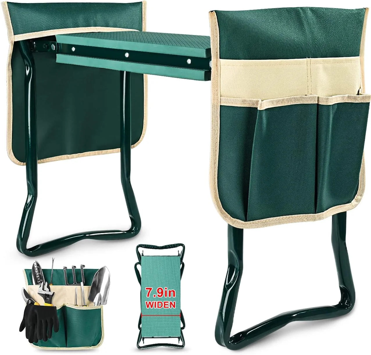 Discount Upgraded Garden Kneeler and Seat with Thicken & Widen Soft Kneeling Pad, Heavy Duty Foldable Gardener Stool with 2 - Image 2